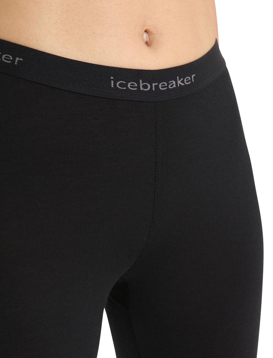 Women's Icebreaker Merino 200 Oasis Thermal Leggings Base Layers Black | CA 1028WNBY